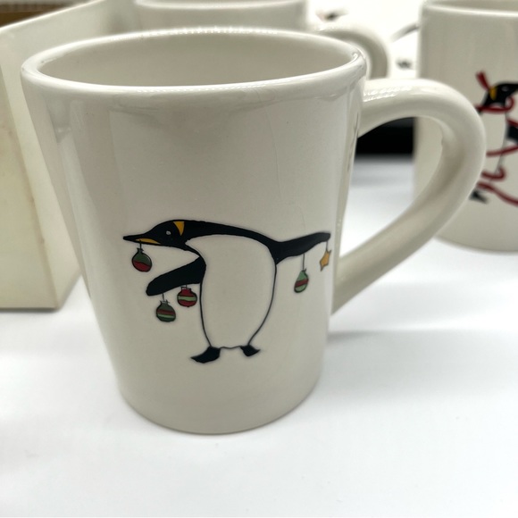 2007 BIA Cordon Bleu Embossed Christmas Holiday Penguin Mugs Set of 4 - Picture 4 of 9